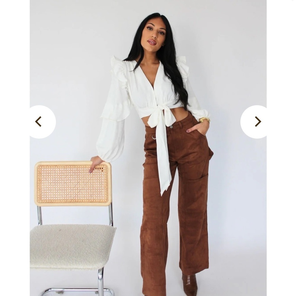 Line & Dot Sonia ruffle sleeve cropped blouse